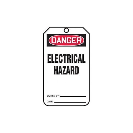 Accuform Safety Tags, DANGER ELECTRICAL HAZARD, 5.75in x 3.25in, RP-Plastic, 25PK MDT221PTP